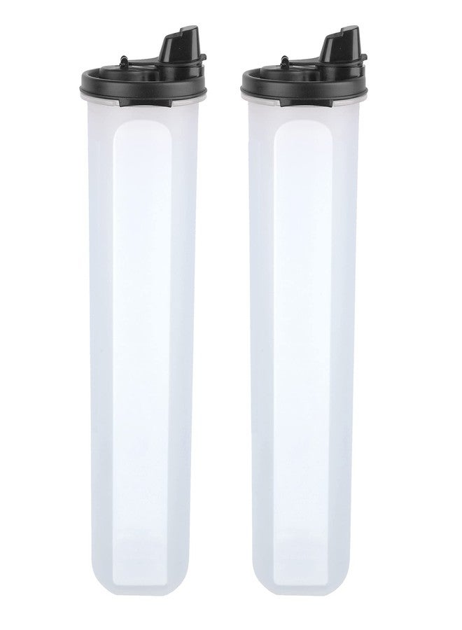 Cutting EDGE Smart Oil Dispenser Storage 1.1 Litre Set of 2 Air-Tight & Leak Resistant Plastic Round Modular Container- for Vinegar Sauce, BPA Free, Refrigerator Safe, Black - Image 1